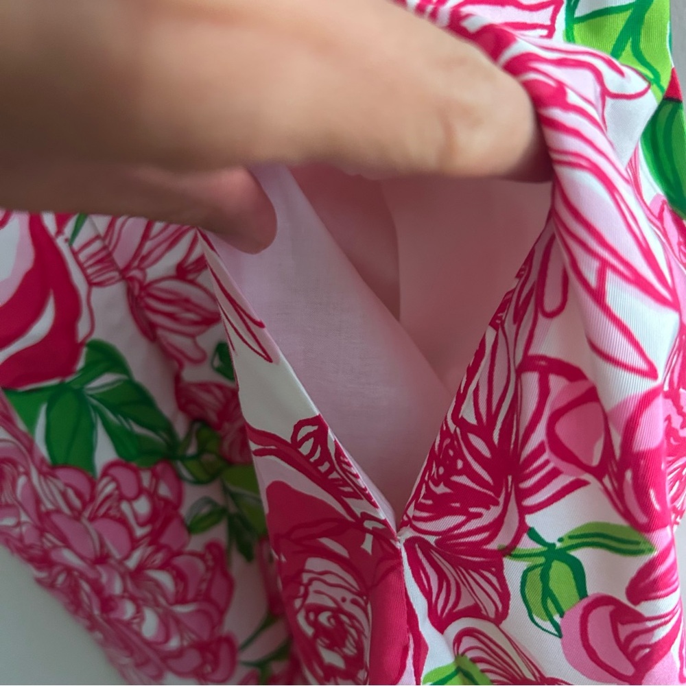 Lilly Pulitzer Livie Dress Pink Green White 3/4 Sleeve Silk Blend Size 8 Preppy - Picture 9 of 13